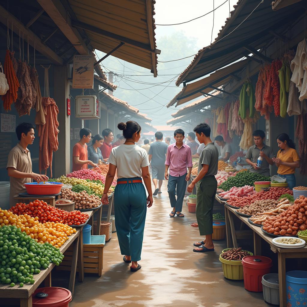 Chợ dân sinh Phường Phước Thắng, Vũng Tàu, cảnh mua bán tấp nập của người dân