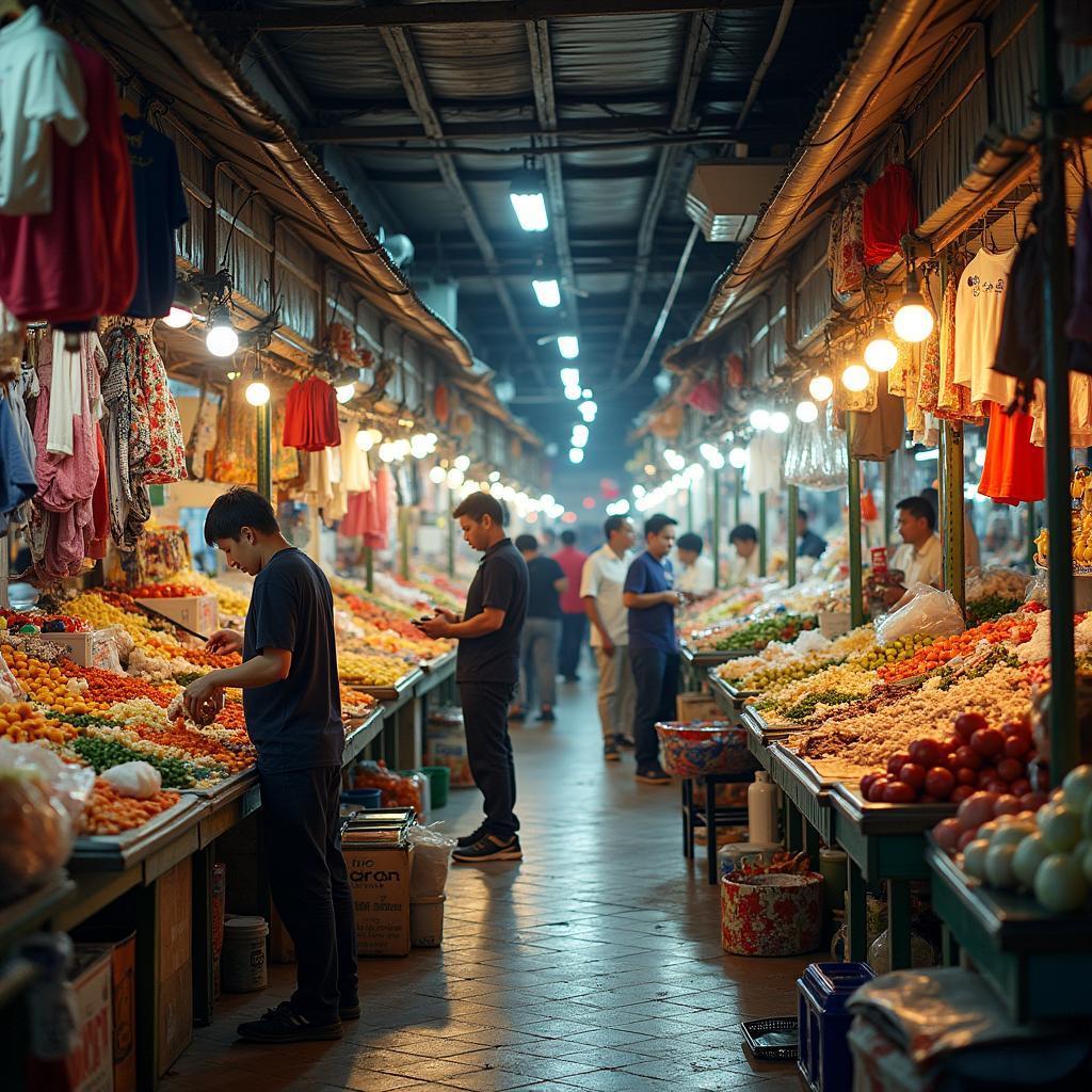 Hình ảnh Chợ Hòa Khánh, Phường Liên Chiểu với khung cảnh mua bán, ẩm thực đường phố tấp nập.