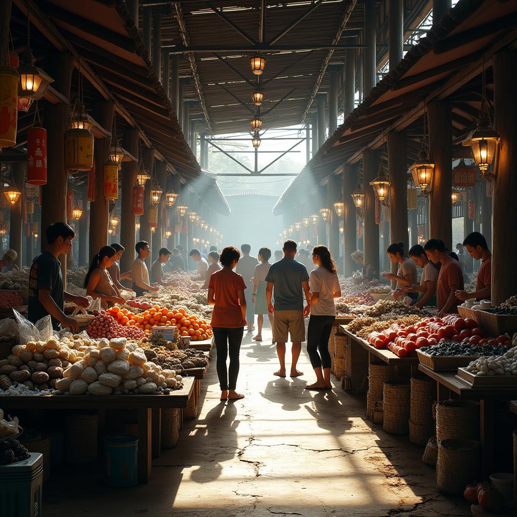 Hình ảnh chợ Phù Mỹ Bình Định tấp nập người mua bán hàng hóa và giao lưu