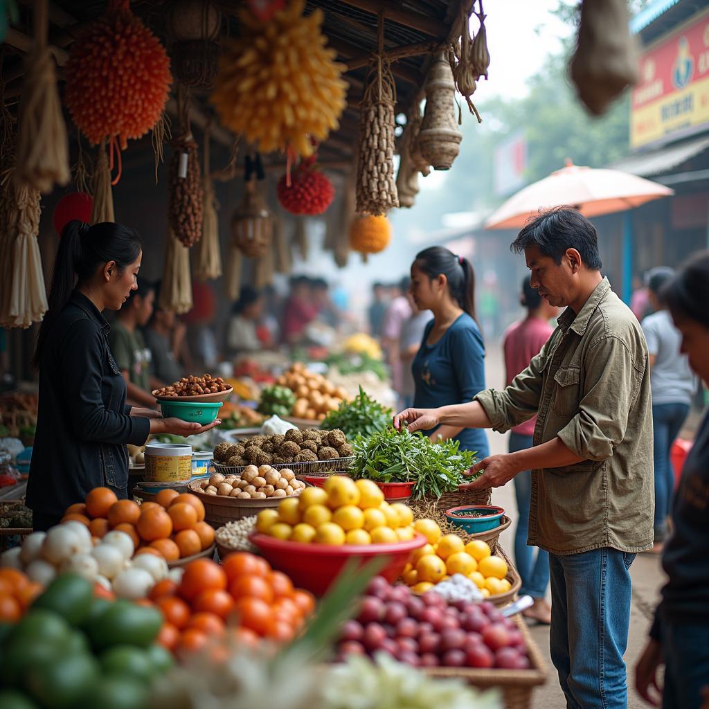 Chợ quê Xã Đất Đỏ, Huyện Đất Đỏ, khung cảnh sinh hoạt đời thường yên bình.