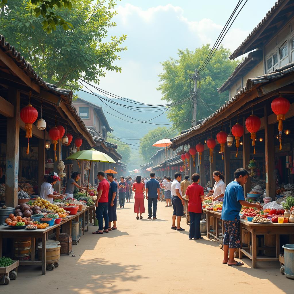 Chợ xóm nhộn nhịp và đời sống người dân tại Xã Sơn Đông, Tỉnh Phú Thọ