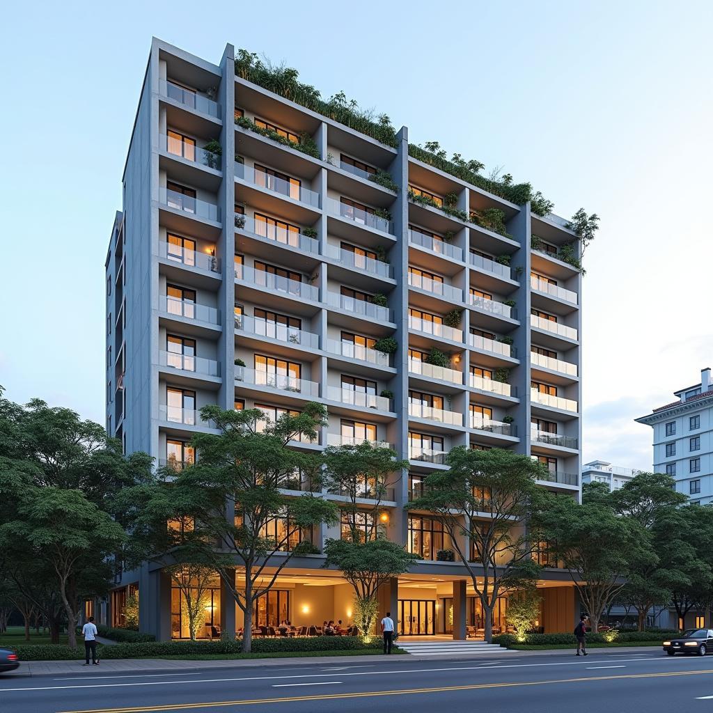 Hình ảnh ngoại cảnh chung cư Saigonhomes, Hương Lộ 2, Bình Tân từ mặt đường chính.