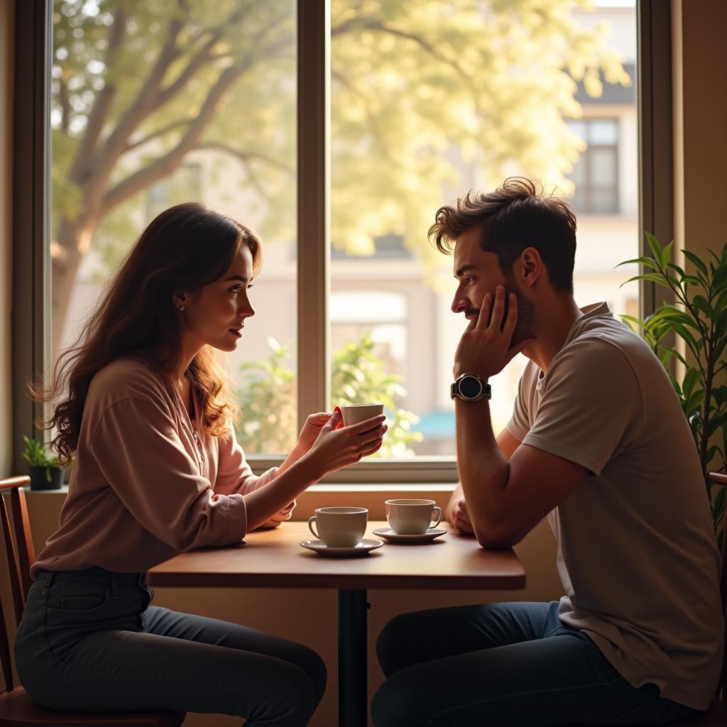 Hai người bạn đang cố gắng trò chuyện, giải quyết mâu thuẫn để trả lời câu hỏi bạn bè tránh mặt nên làm gì