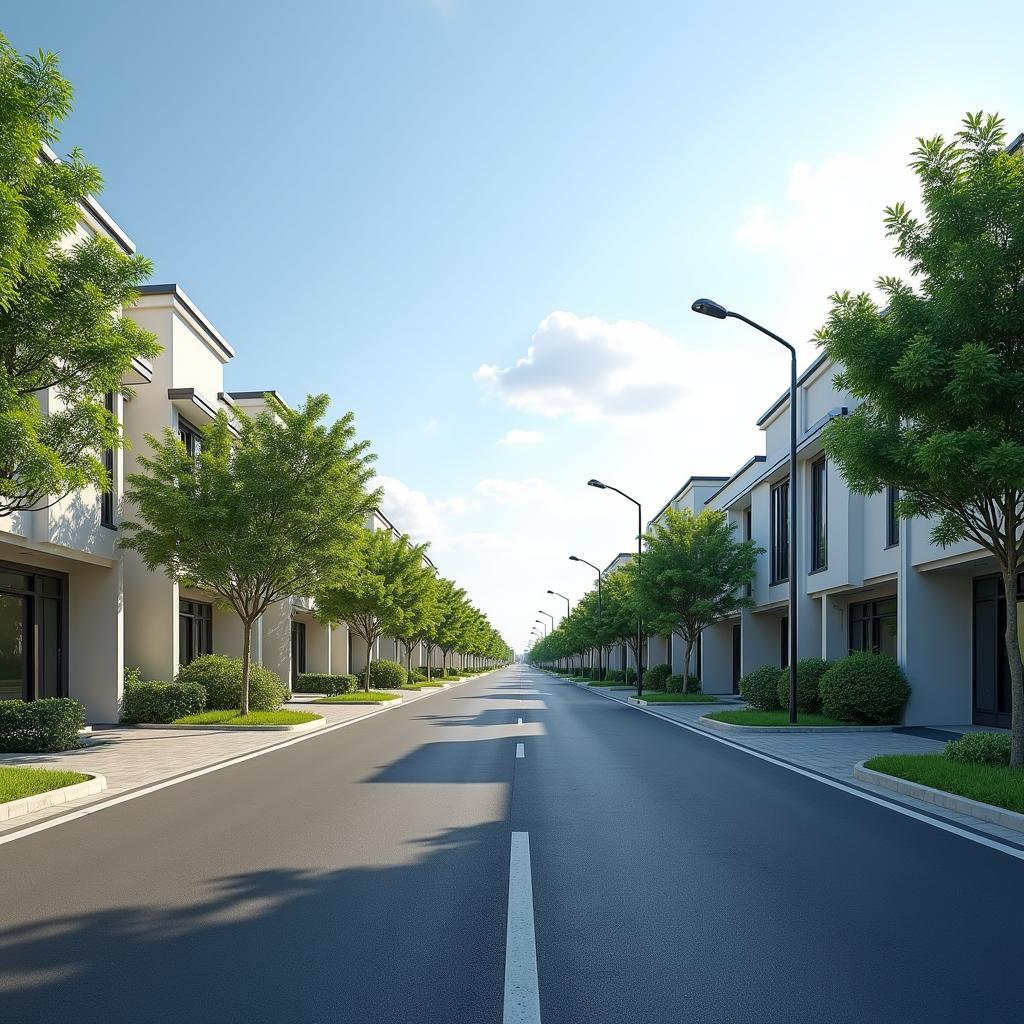 Cơ sở hạ tầng khang trang và đường sá rộng rãi tại một khu dân cư mới ở Phường Phú An.