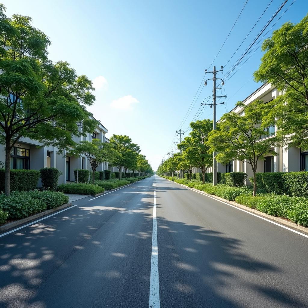 Hình ảnh con đường bê tông rộng rãi và sạch đẹp tại xã Trần Phú, huyện Chương Mỹ, Hà Nội