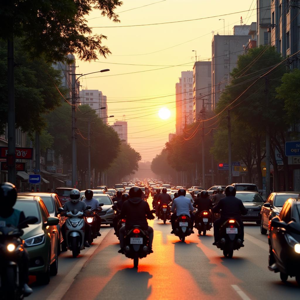 Hình ảnh con đường Vĩnh Lộc, xã Vĩnh Lộc B, huyện Bình Chánh vào giờ tan tầm đông đúc xe cộ
