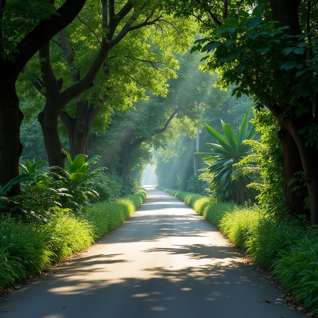 Con đường làng rợp bóng cây xanh yên bình tại Phường Long Phước, điểm đến lý tưởng cho người yêu thiên nhiên