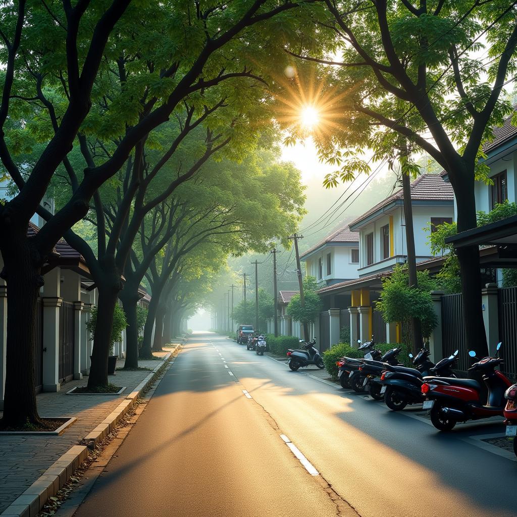 Hình ảnh một con đường nhỏ yên tĩnh và rợp bóng cây xanh tại Phường Tam Bình, Thủ Đức