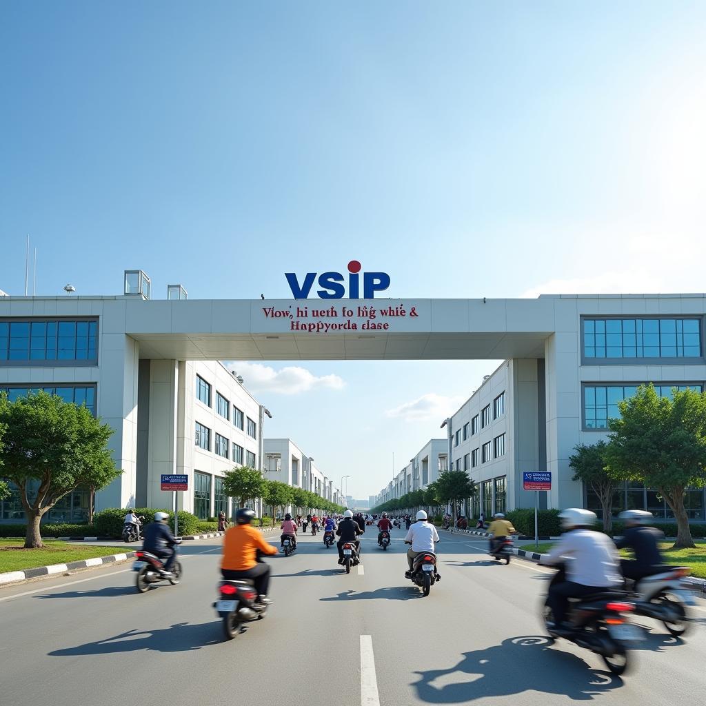 Cổng chào Khu công nghiệp VSIP 1 hiện đại tại Phường Bình Hòa, biểu tượng cho sự phát triển kinh tế và thu hút đầu tư.