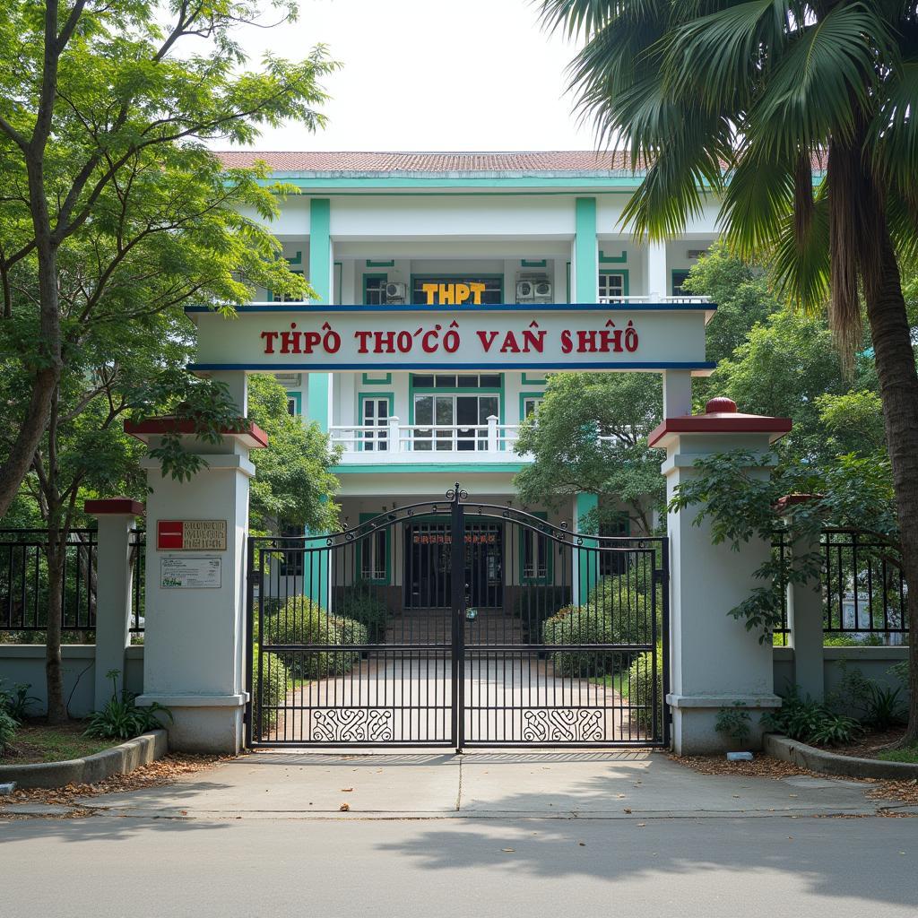 Cổng trường THPT Phúc Thọ tại Vòng Xuyên, Phúc Thọ, một địa điểm dễ dàng tìm thấy để đến trường