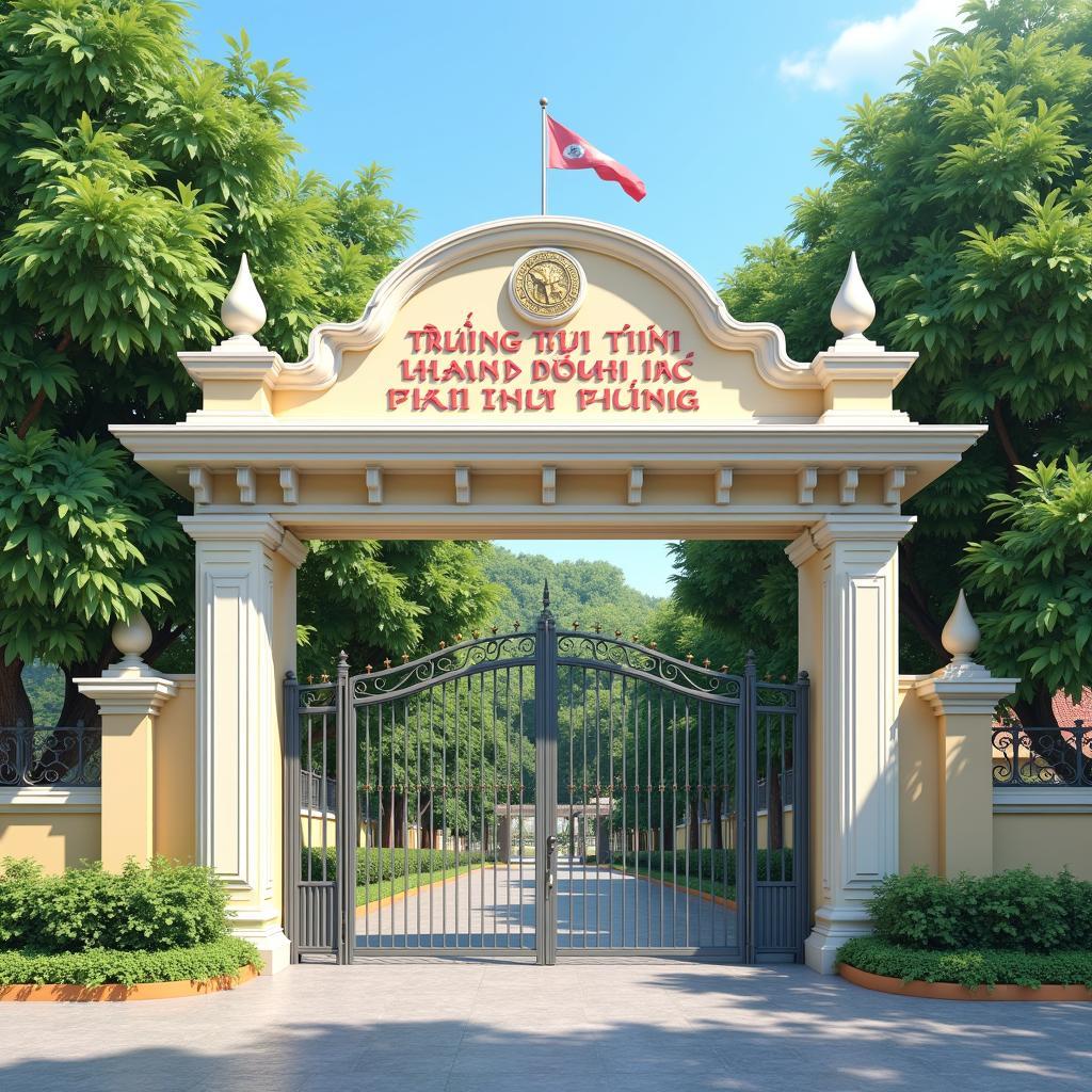 Cổng chính Trường Tiểu học Phan Đình Phùng, Q. 3, TP. HCM với kiến trúc lâu đời và uy tín.