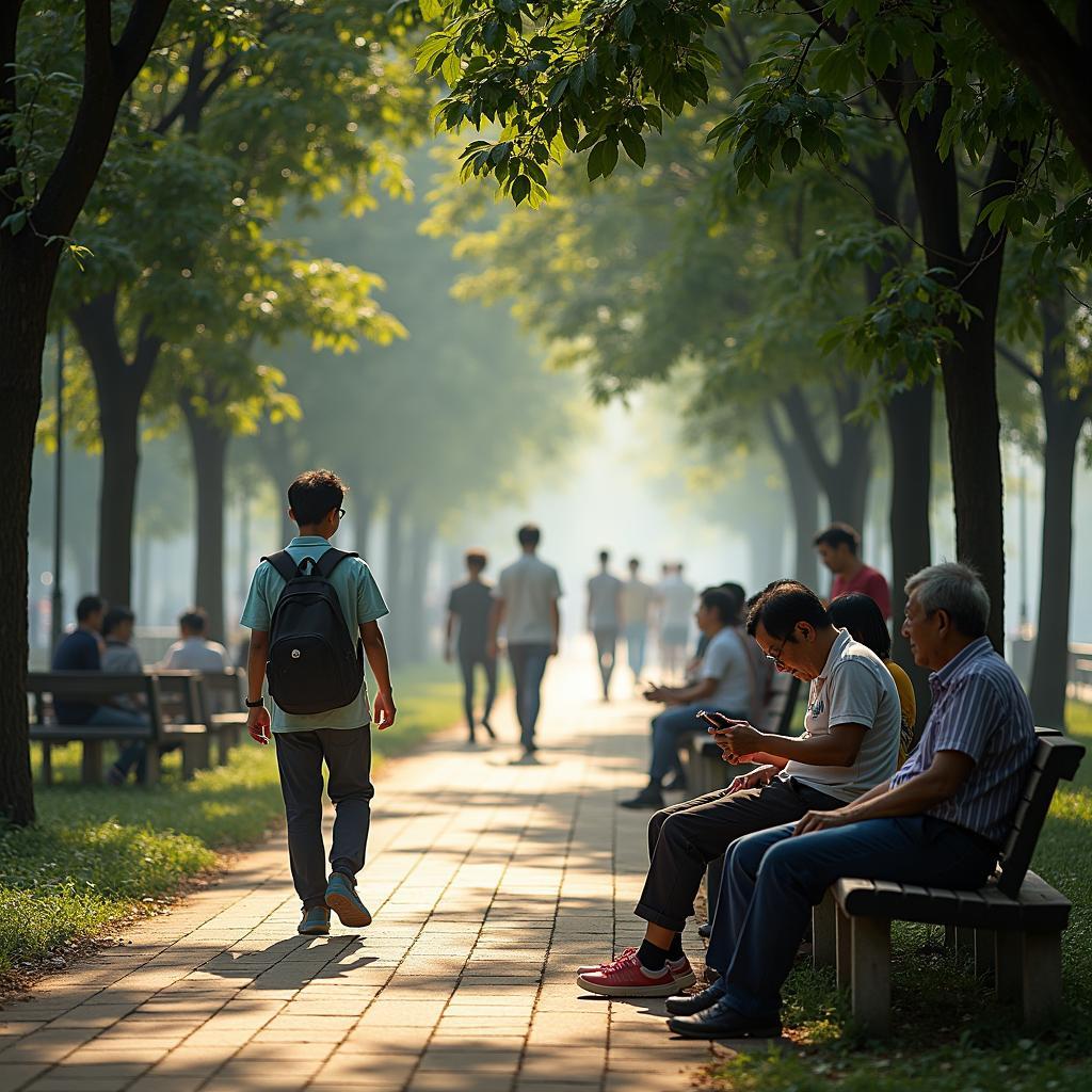 Không khí yên bình, người dân thư giãn tại Công viên Tân Phú Gò Dầu