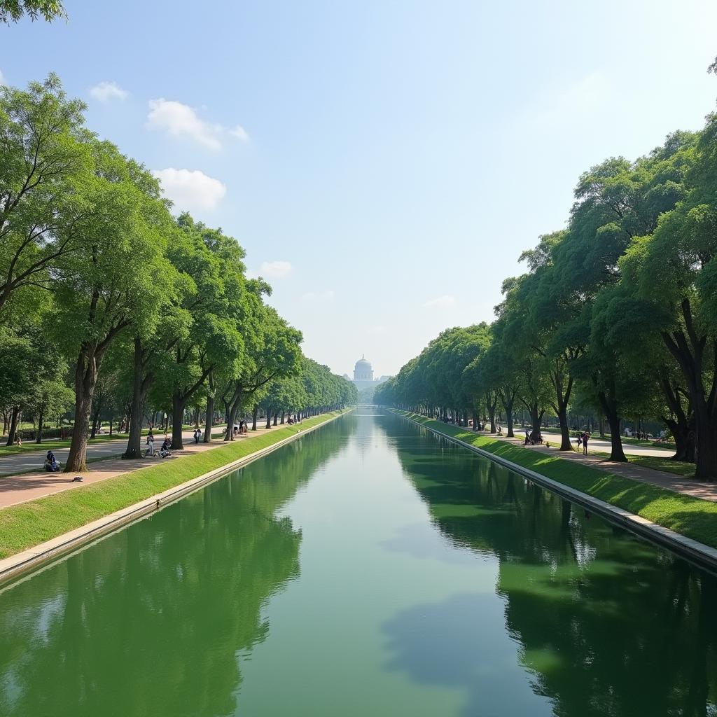 Canh quan cong vien Yen So Hoang Mai voi ho nuoc cay xanh, diem den vui choi giai tri thoang dang