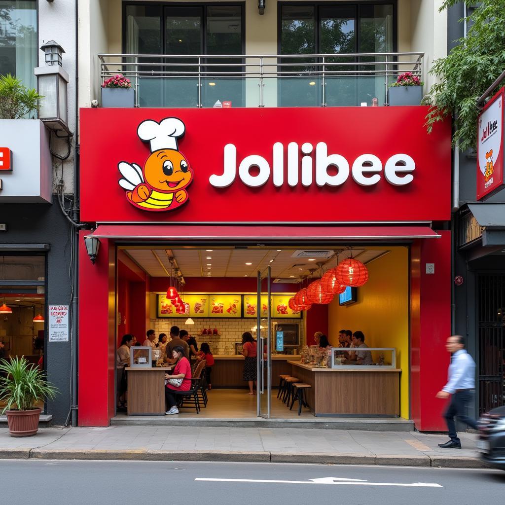Hình ảnh mặt tiền cửa hàng Jollibee tại 117 Nguyễn Thị Minh Khai, Quận 1, TP.HCM