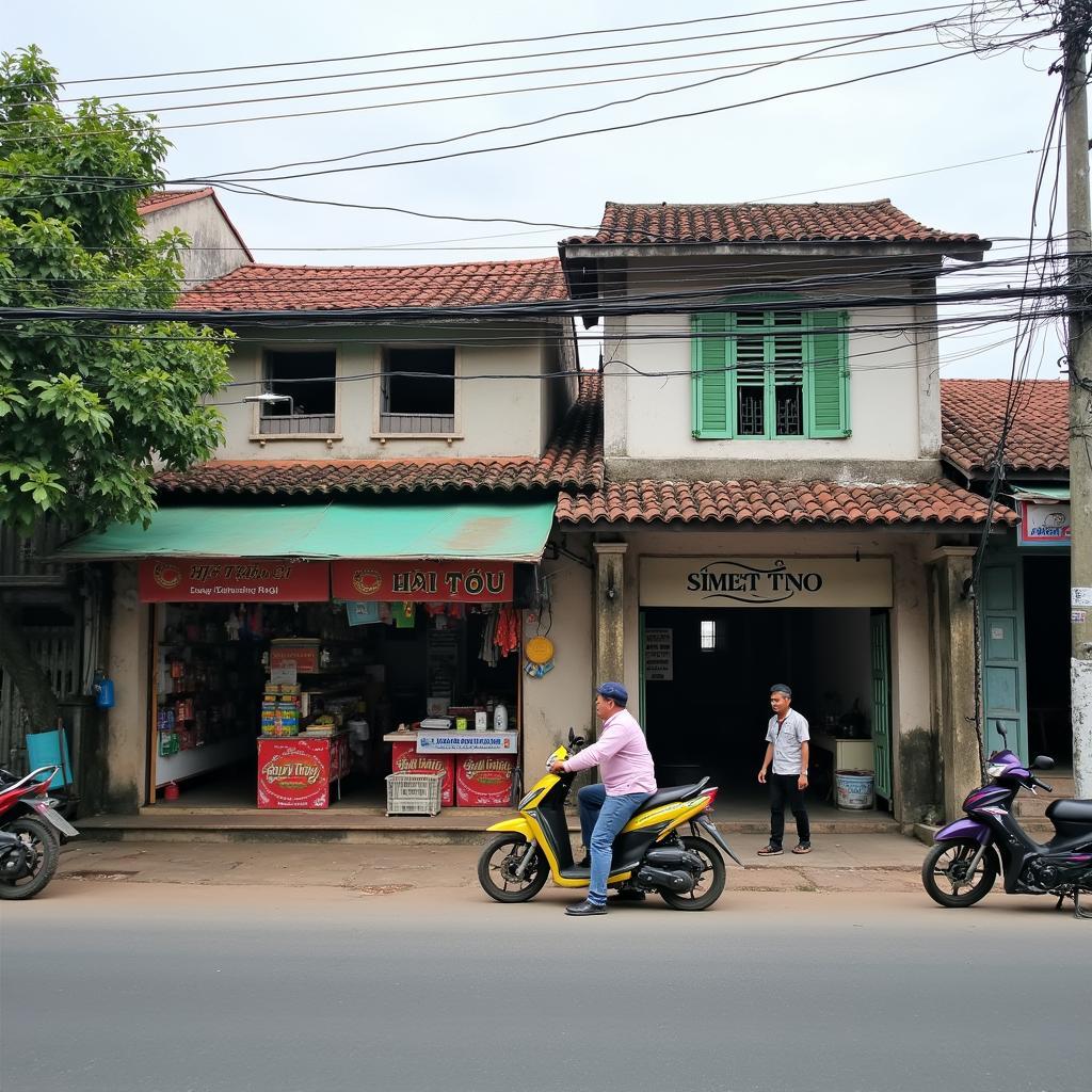 Cuộc sống đời thường bình dị với các quán ăn, tiệm tạp hóa quanh ngã ba Phú Mỹ.