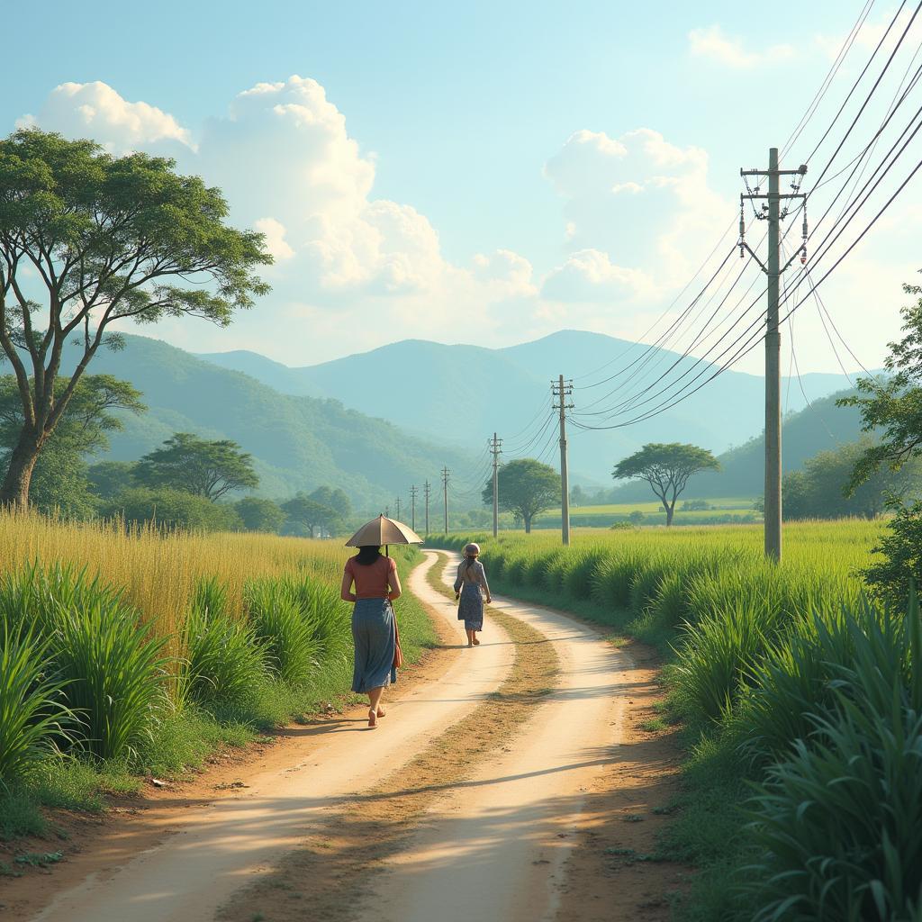 Hình ảnh minh họa cuộc sống bình dị của người dân và cảnh quan yên bình tại Xã Phù Lưu