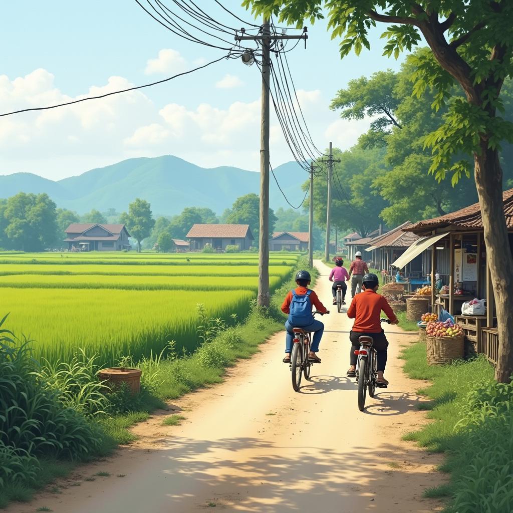 Hình ảnh mô tả cuộc sống thường ngày tại Xã Bình Lục Tỉnh Hà Nam với cảnh đồng ruộng hoặc đường làng thanh bình