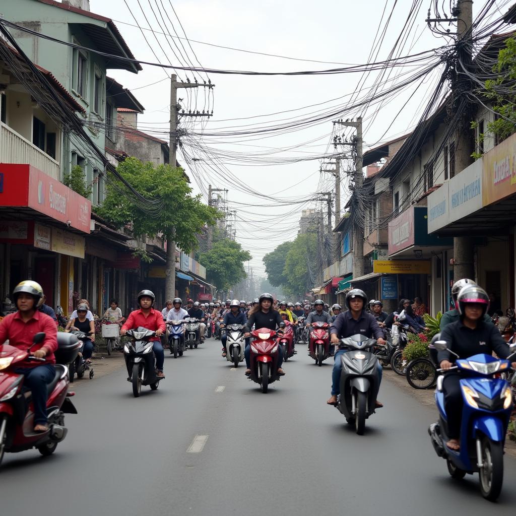 Hinh anh cuoc song va giao thong tap nap tren mot con duong gan Phuong Tan Hoa, Quan Tan Binh, thanh pho Ho Chi Minh