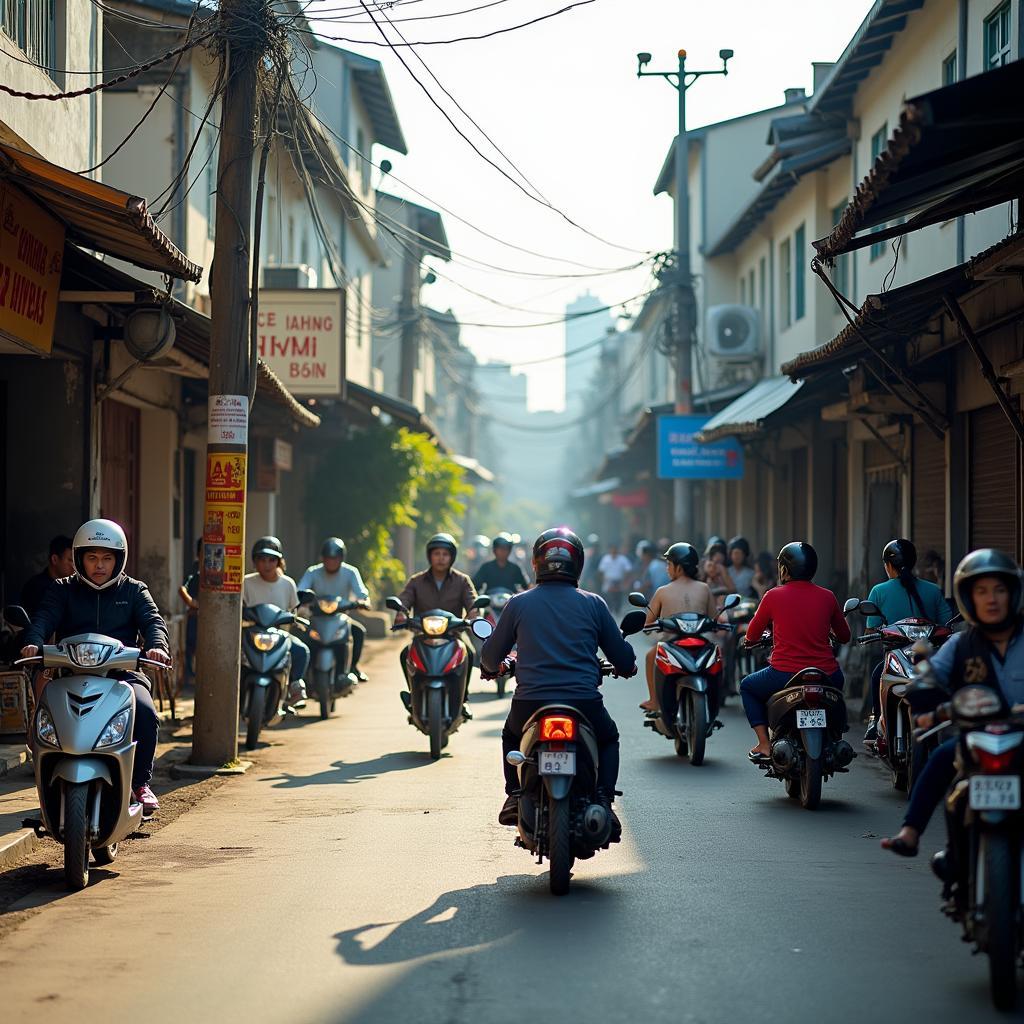 Hình ảnh cuộc sống thường ngày nhộn nhịp tại khu phố Bình Phước B, Bình Chuẩn, Thuận An.