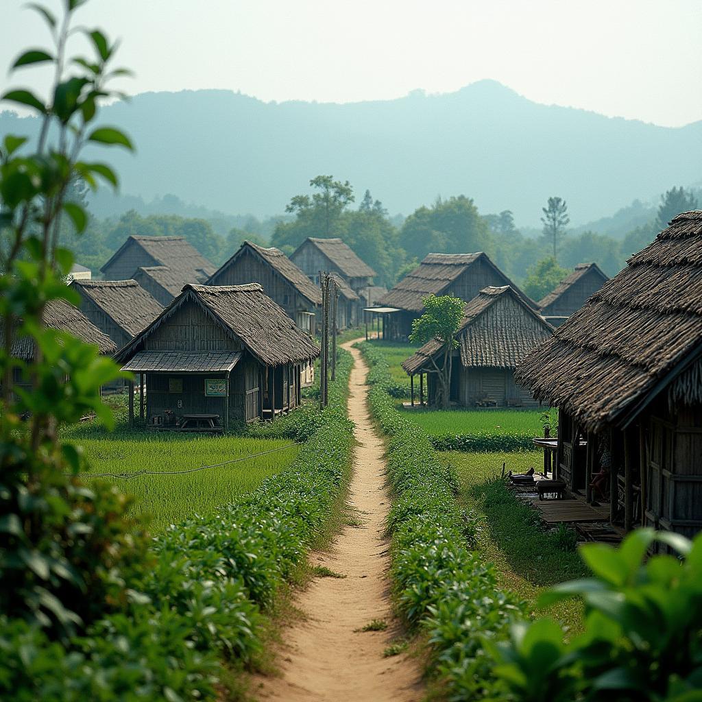 Hinh anh cuoc song nong thon yen binh voi nha san truyen thong tai Xa Binh An, Tuyen Quang.