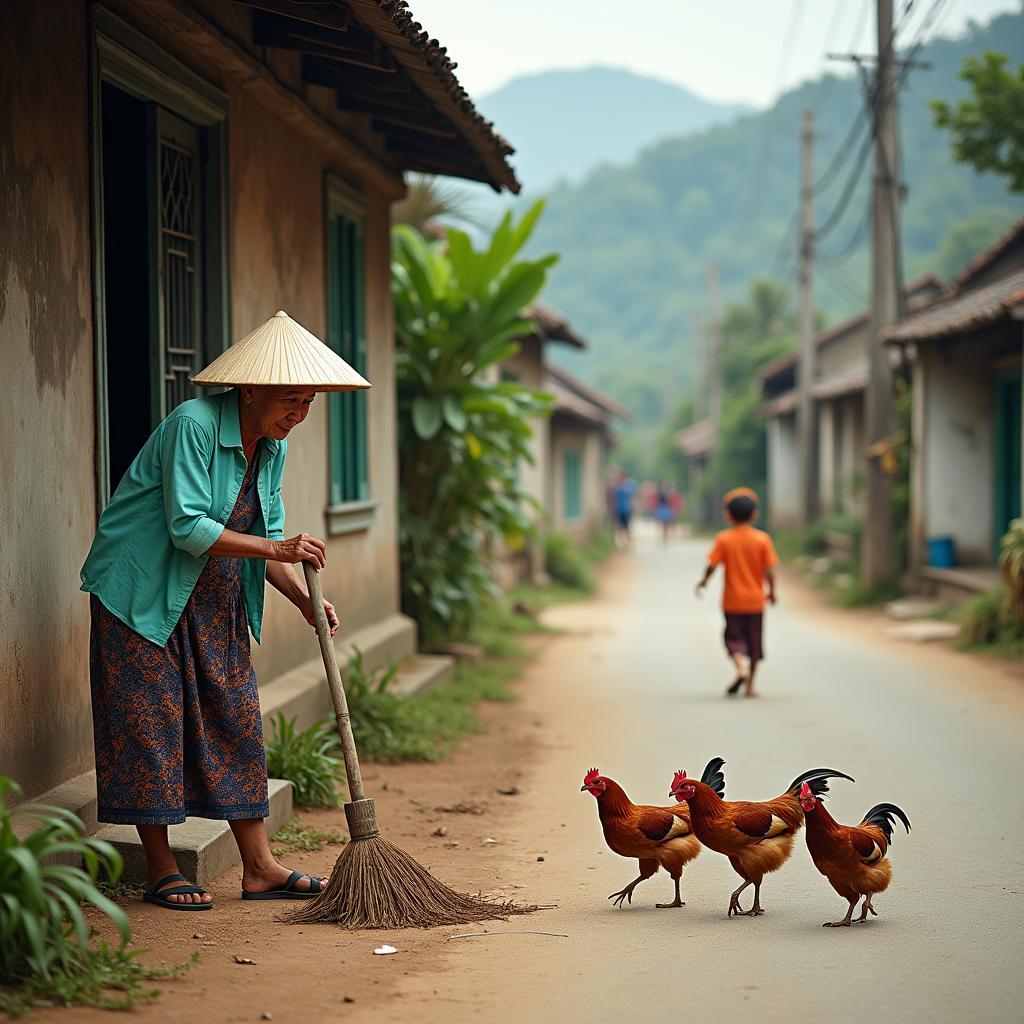 Hình ảnh ghi lại cuộc sống đời thường bình dị của người dân tại xã Tây Thụy Anh, Hưng Yên.