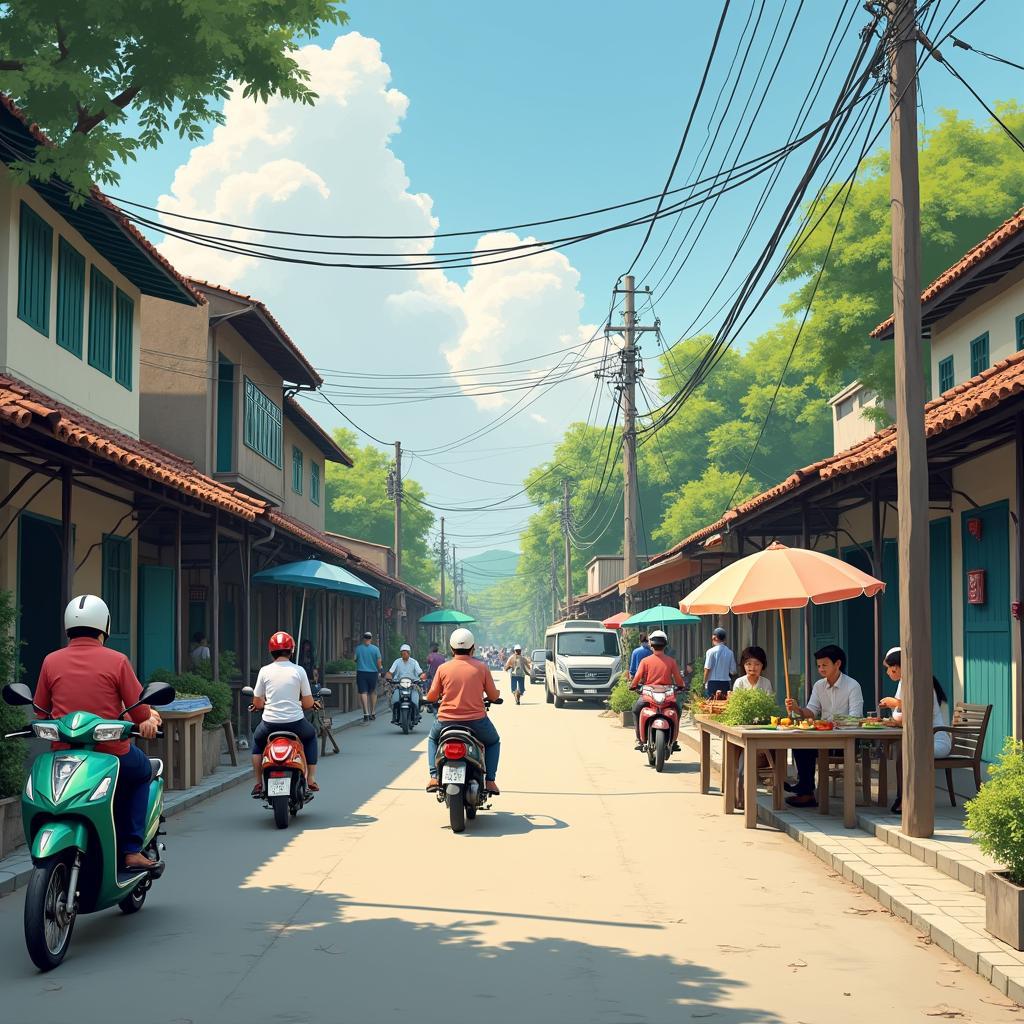 Khung cảnh cuộc sống thường nhật yên bình tại Thị trấn Hiệp Đức tỉnh Quảng Nam