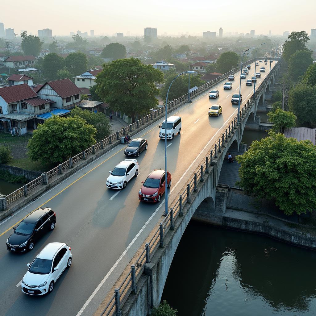 Hình ảnh Cầu Quán Gánh ở Nhị Khê, Thường Tín, Hà Nội, cửa ngõ giao thông phía Nam Thủ đô.