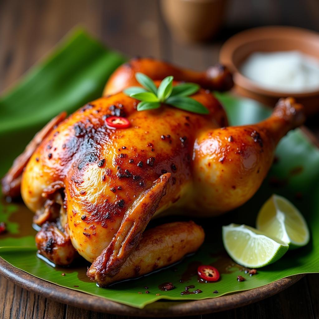 Món gà ta nướng mật ong vàng ươm, hấp dẫn, một đặc sản không thể bỏ lỡ khi đến Kiến Xương, tỉnh Hưng Yên