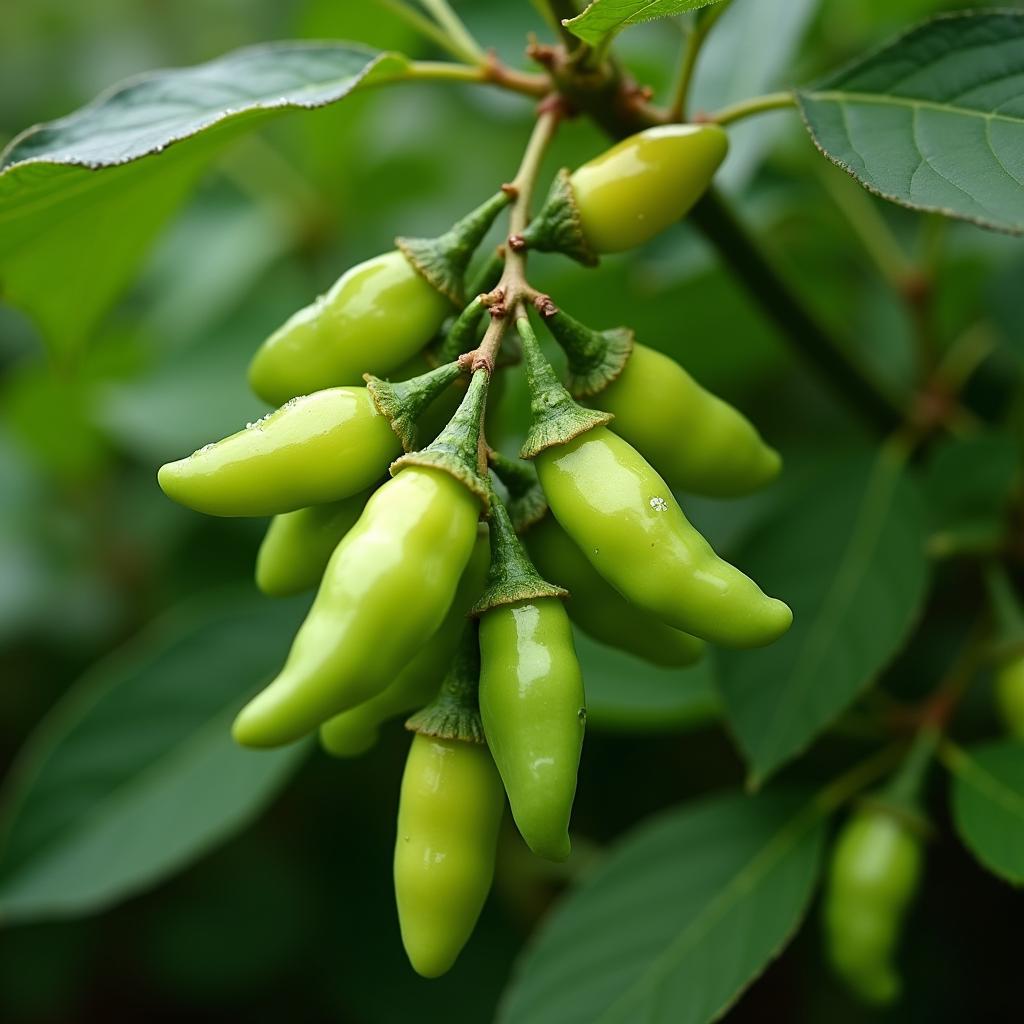 Cận cảnh những chùm hồ tiêu xanh trĩu quả trên cây tại một khu vườn ở xã Kim Long, đặc sản nổi tiếng của Châu Đức.