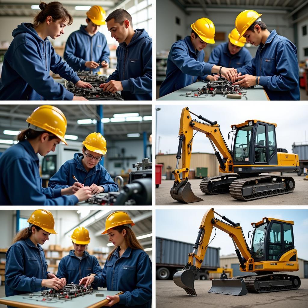 Học viên thực hành sửa chữa ô tô, vận hành máy công trình tại trường trung cấp nghề giao thông