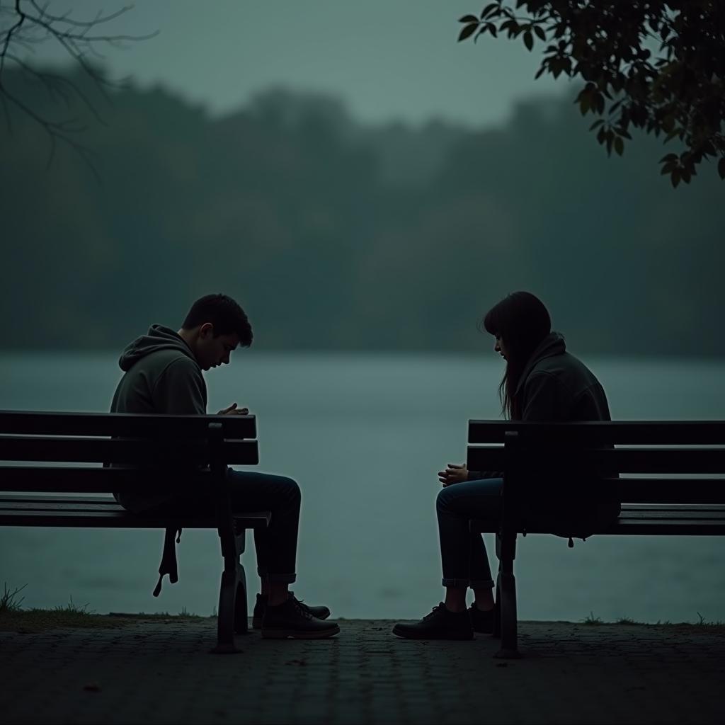 Hình ảnh hai người bạn đang ngồi xa nhau, biểu thị dấu hiệu rạn nứt và suy nghĩ về việc khi nào nên kết thúc một tình bạn.