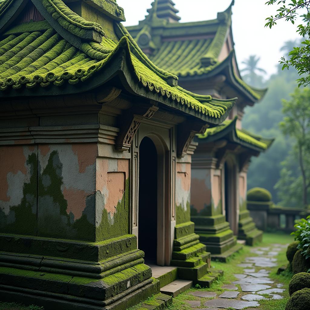 Ngôi đền cổ kính rêu phong tại xã Ngọc Thiện, Bắc Ninh với mái ngói cong và những chi tiết điêu khắc tinh xảo đặc trưng của kiến trúc Bắc Bộ