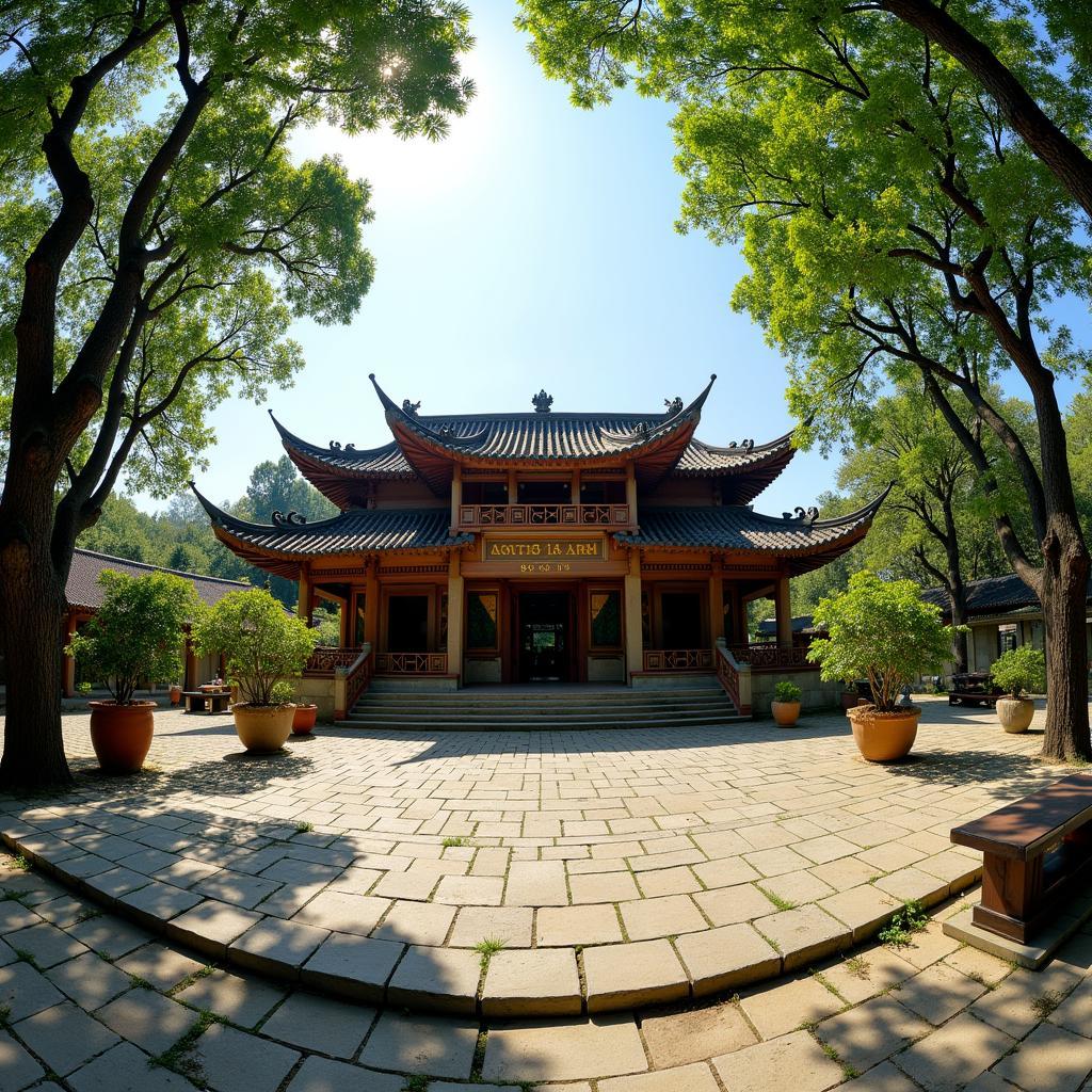 Toàn cảnh Đền Đa Hòa ở Khoái Châu, Hưng Yên, nơi thờ Chử Đồng Tử và Tiên Dung.