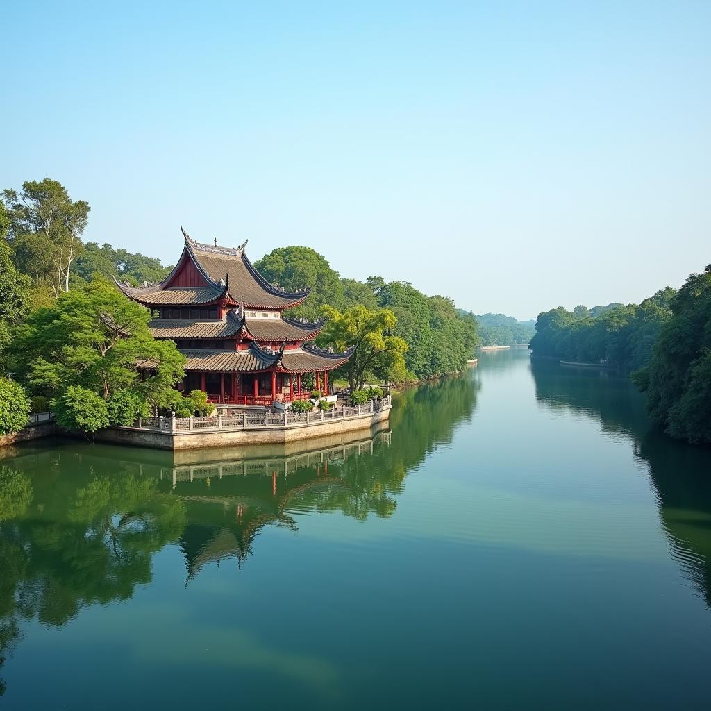 Vẻ đẹp cổ kính và trang nghiêm của đền Đa Hòa ở Mễ Sở Hưng Yên bên bờ sông Hồng