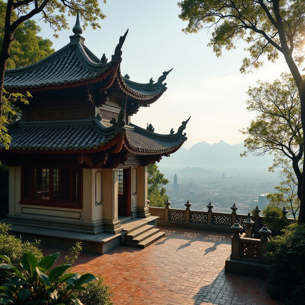 Ngôi đền Thượng cổ kính và linh thiêng tọa lạc trên đồi Hỏa Hiệu, một di tích lịch sử văn hóa nổi bật tại Phường Lào Cai.