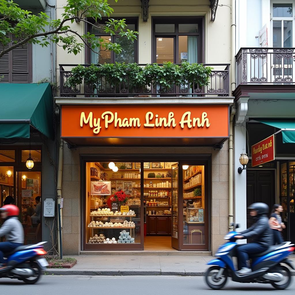 Mat tien cua hang My Pham Linh Anh tai so 136 Pho Vong, Hai Ba Trung, Ha Noi