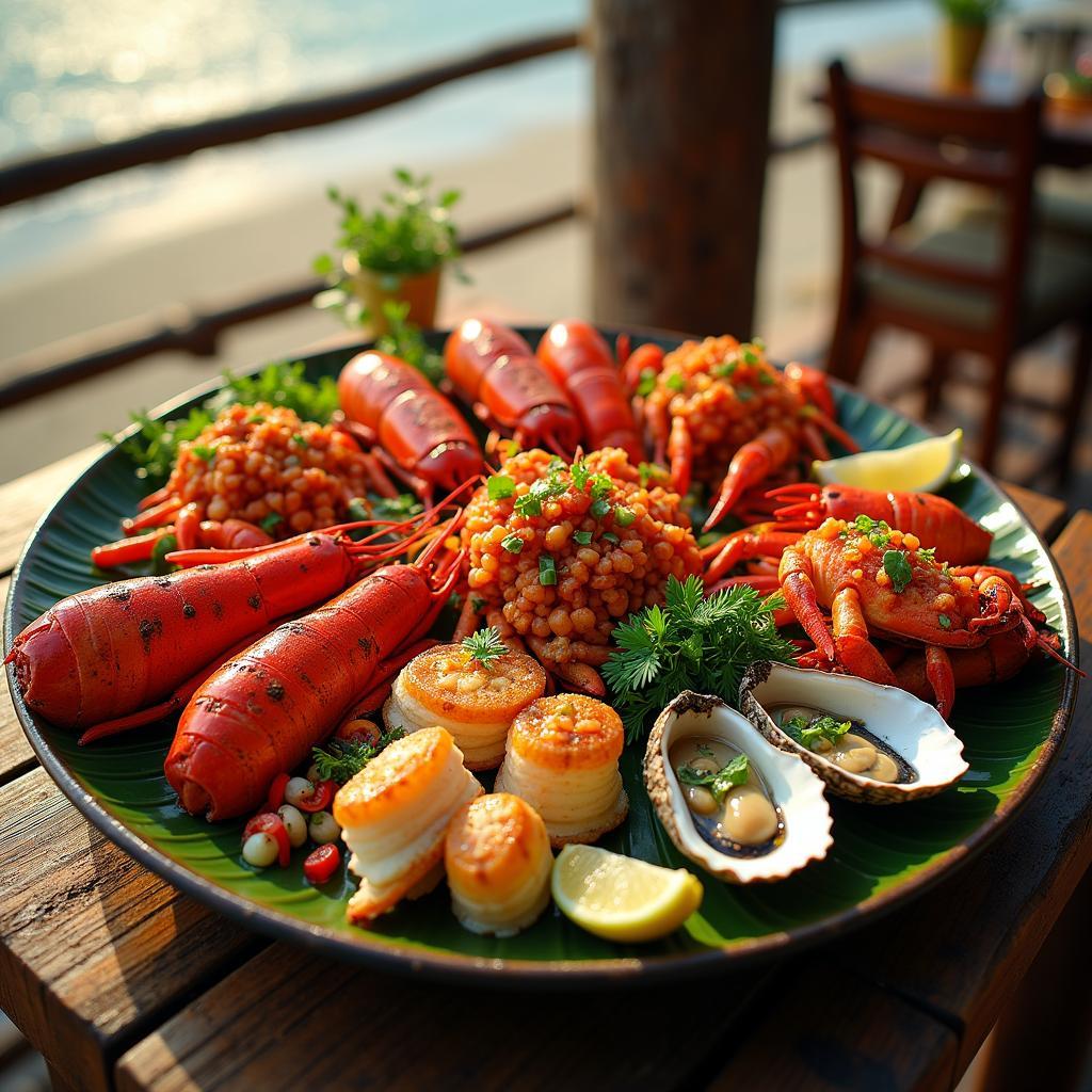 Cận cảnh đĩa hải sản tươi sống hấp dẫn đặc sản tại Phường Nhiêu Lộc, Quy Nhơn