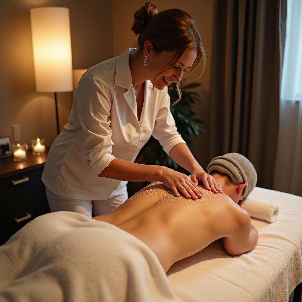 Kỹ thuật viên chuyên nghiệp thực hiện massage body trị liệu tại Massage Đồng Khánh