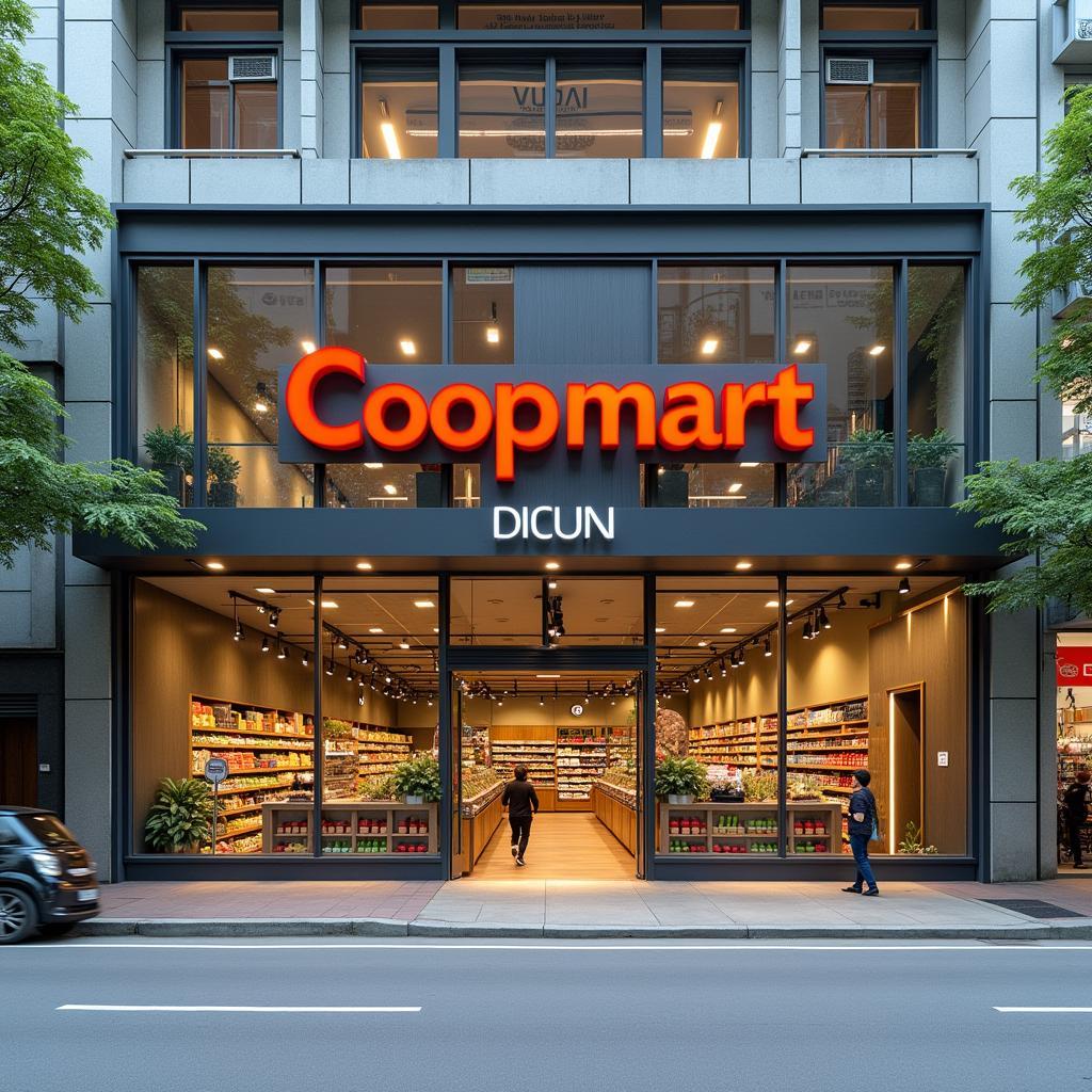 Cổng chính và mặt tiền siêu thị Coopmart Cống Quỳnh tại 189C Cống Quỳnh, Quận 1
