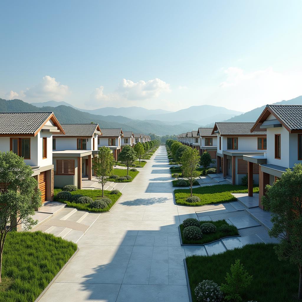 Diện mạo nông thôn mới tại Thư Trì, tỉnh Hưng Yên, với những ngôi nhà khang trang, con đường bê tông sạch sẽ và những công trình công cộng được xây dựng hiện đại bên cạnh không gian xanh.