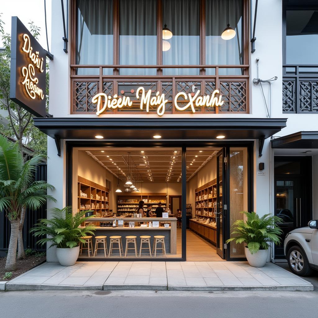 Khung cảnh bên ngoài cửa hàng Điện Máy Xanh tại Khóm 2 Cái Đôi Vàm Phú Tân Cà Mau