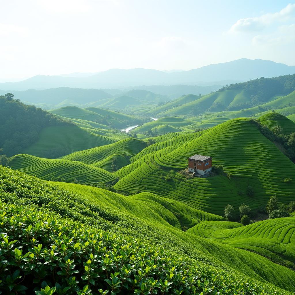 Những đồi chè xanh mướt đặc trưng của Xã Sơn Lương