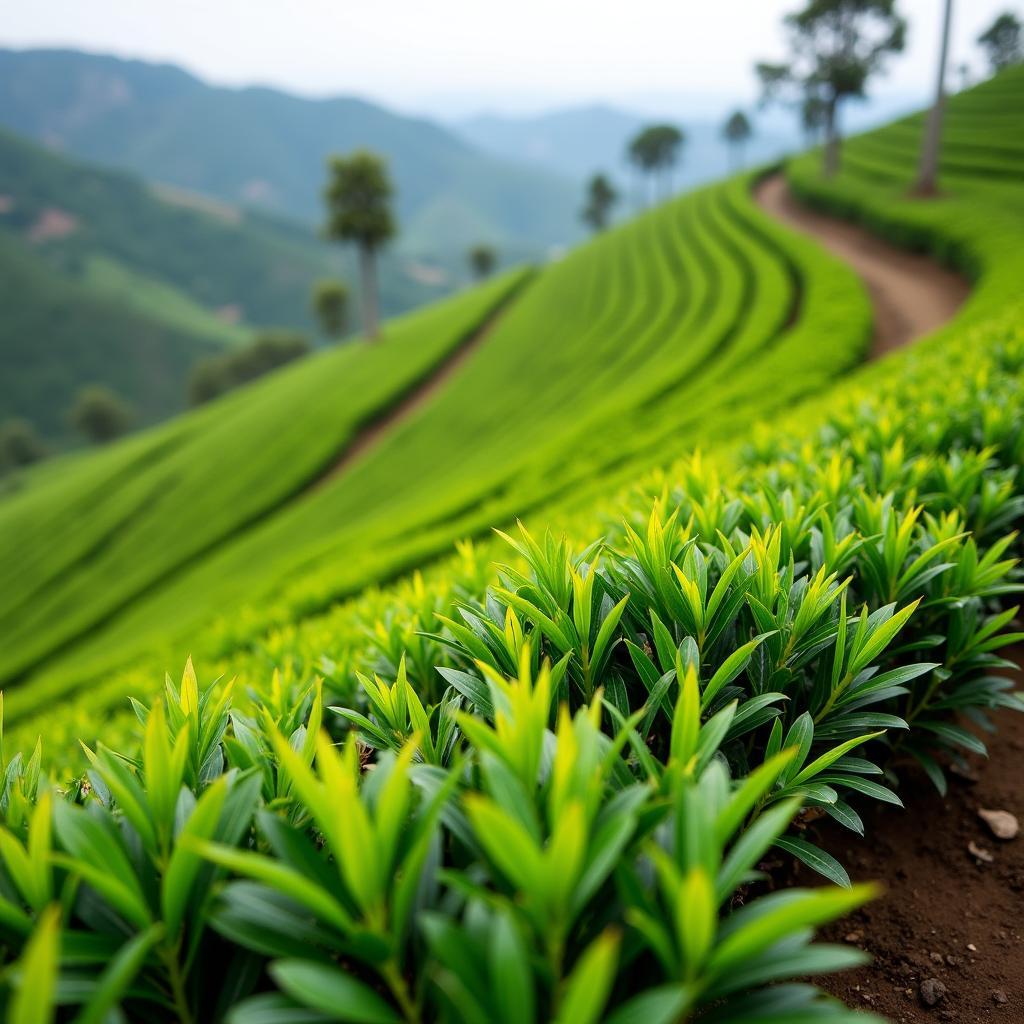 Những luống chè xanh mướt trên đồi tại Xã Tiên Nguyên, Tỉnh Tuyên Quang