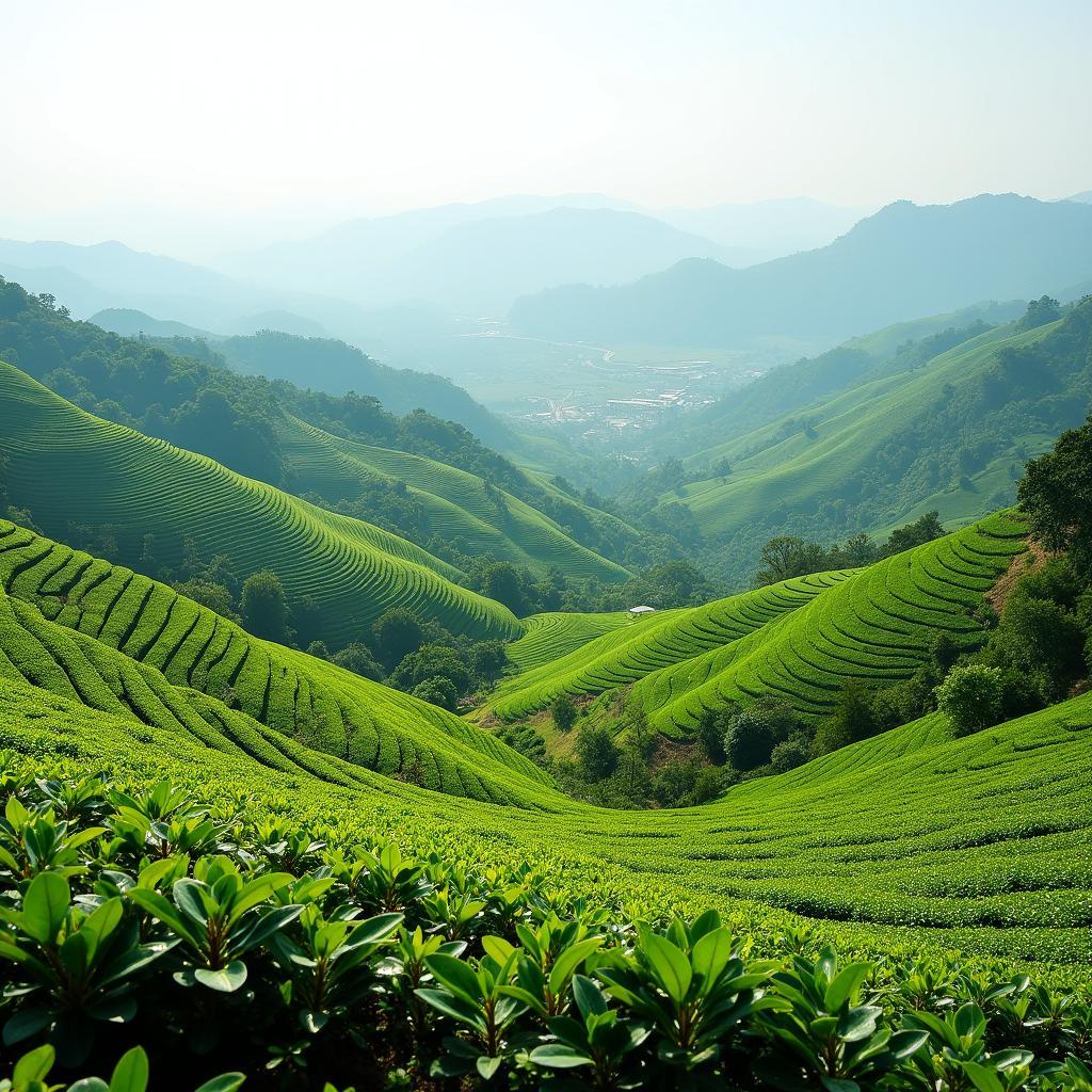Canh quan doi che xanh muot yen binh tai xa Cam Giang Thai Nguyen