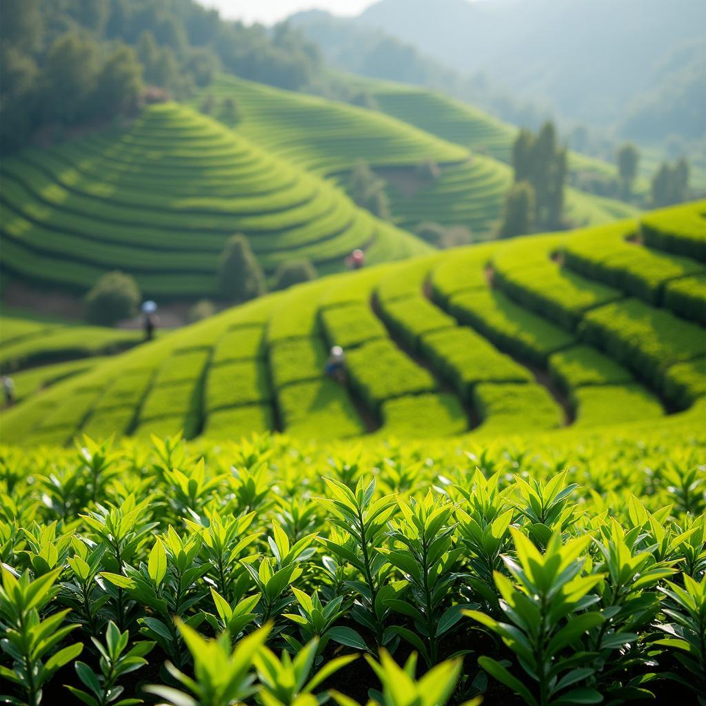 Những đồi chè xanh ngắt đặc trưng của vùng Xã Bản Liền Lào Cai