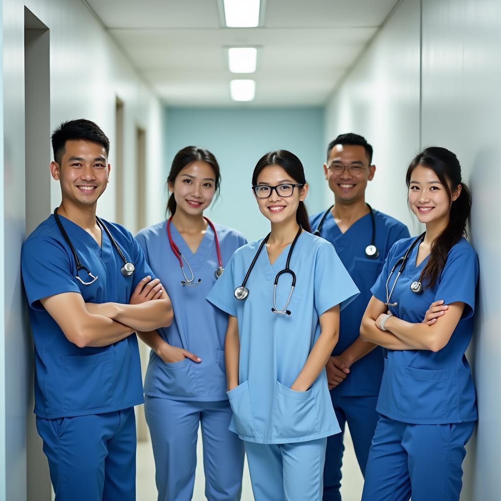 Đội ngũ y bác sĩ và điều dưỡng chuyên nghiệp tại Phòng khám Đa khoa Sống An đang trao đổi chuyên môn
