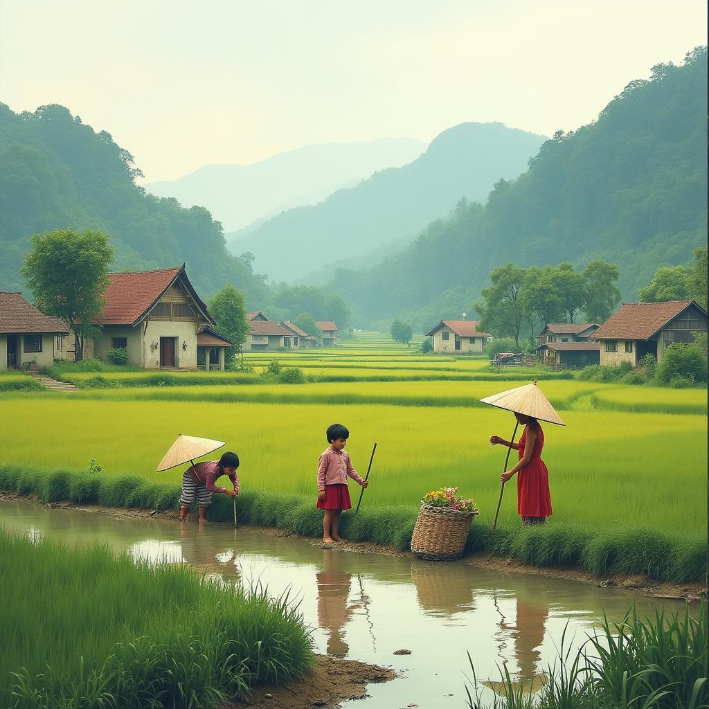 Khung cảnh đời sống bình dị của người dân Xã Kiên Đài Tỉnh Tuyên Quang