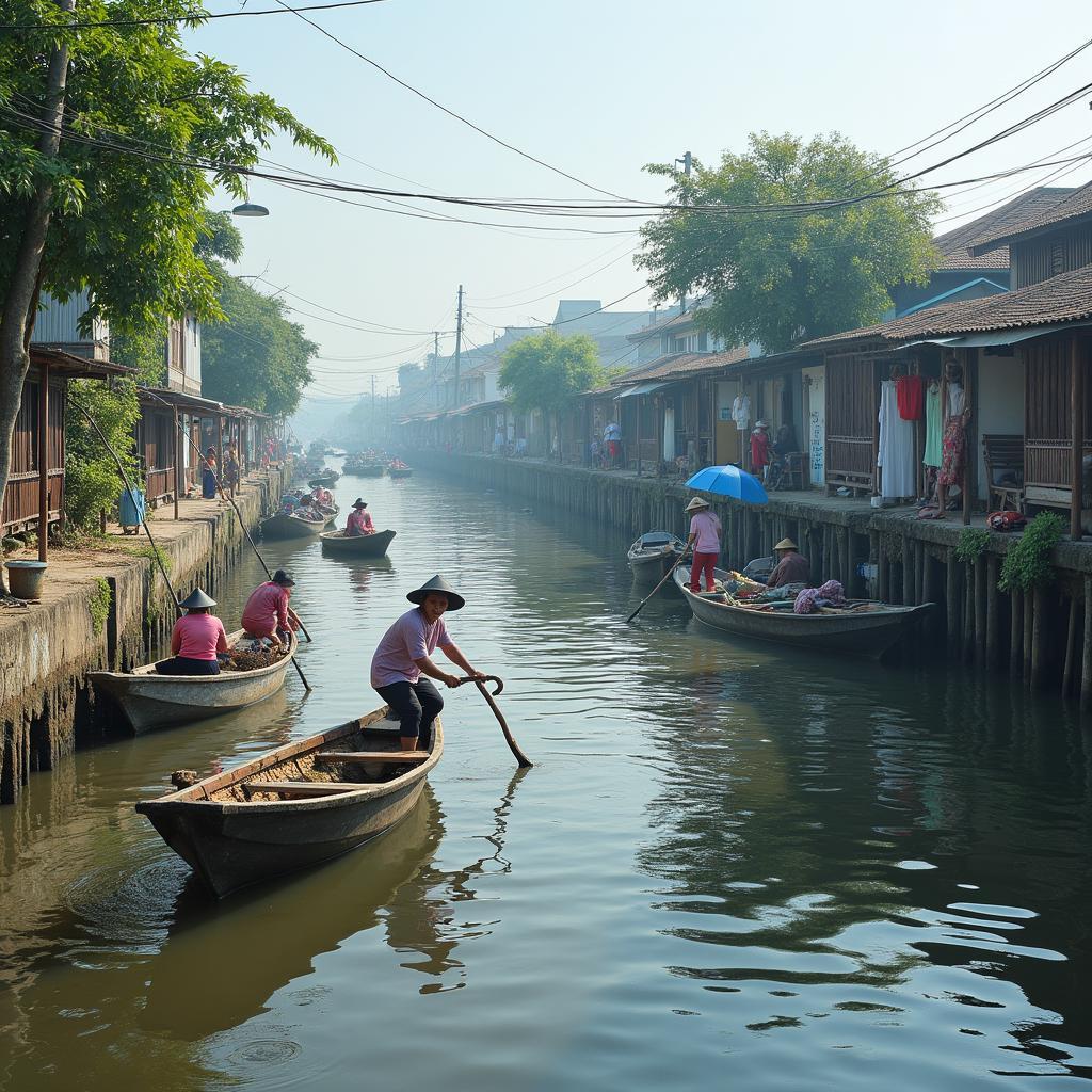 Hình ảnh cuộc sống thường nhật của người dân tại Xã An Thới Đông, Huyện Cần Giờ, Thành phố Hồ Chí Minh gắn liền với sông nước và nghề biển
