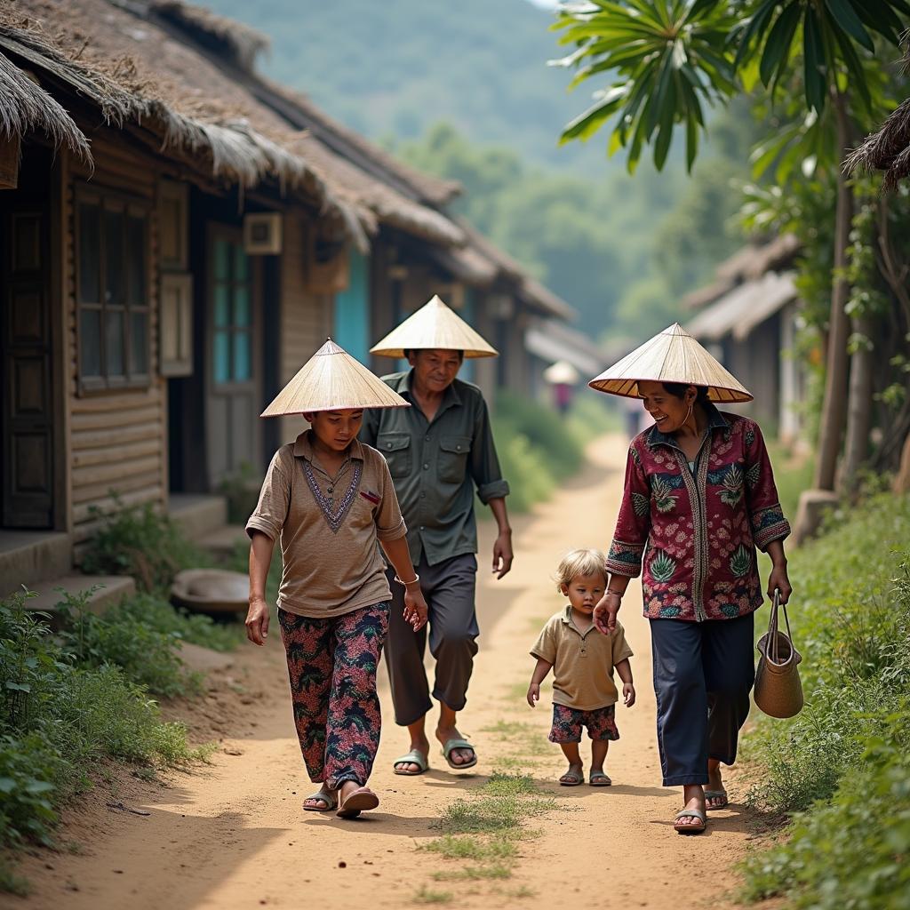 Người dân địa phương và hoạt động sinh hoạt thường ngày tại Xã Cảm Nhân