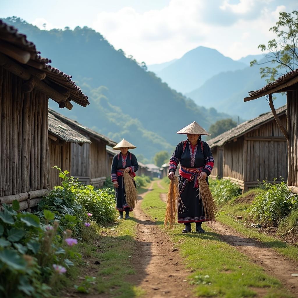 Hoạt động đời sống thường ngày của người dân tộc ở Xã Khao Mang, Tỉnh Lào Cai